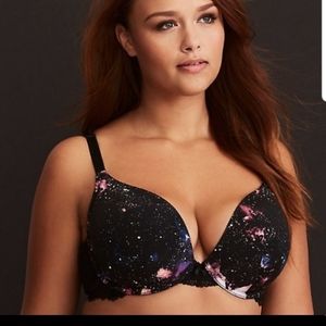 Torrid Galaxy Print Push Up Plunge Bra 38DDD 38F